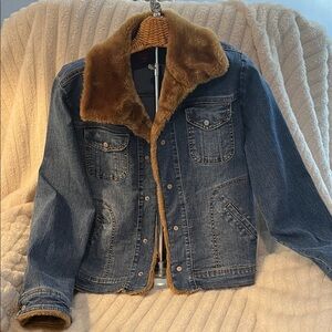 Denim Jean Jacket with Faux Fur Lining